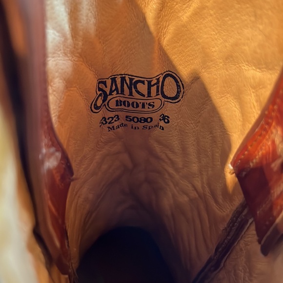 Vintage Authentic Genuine Leather Leather Sancho Cowgirl Boots Tan Size 36 - Picture 6 of 7